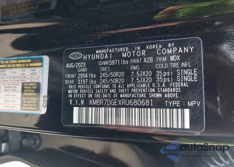 2024 Hyundai Palisade Calligraphy из США, поврежденный, VIN KM8R7DGEXRU680681